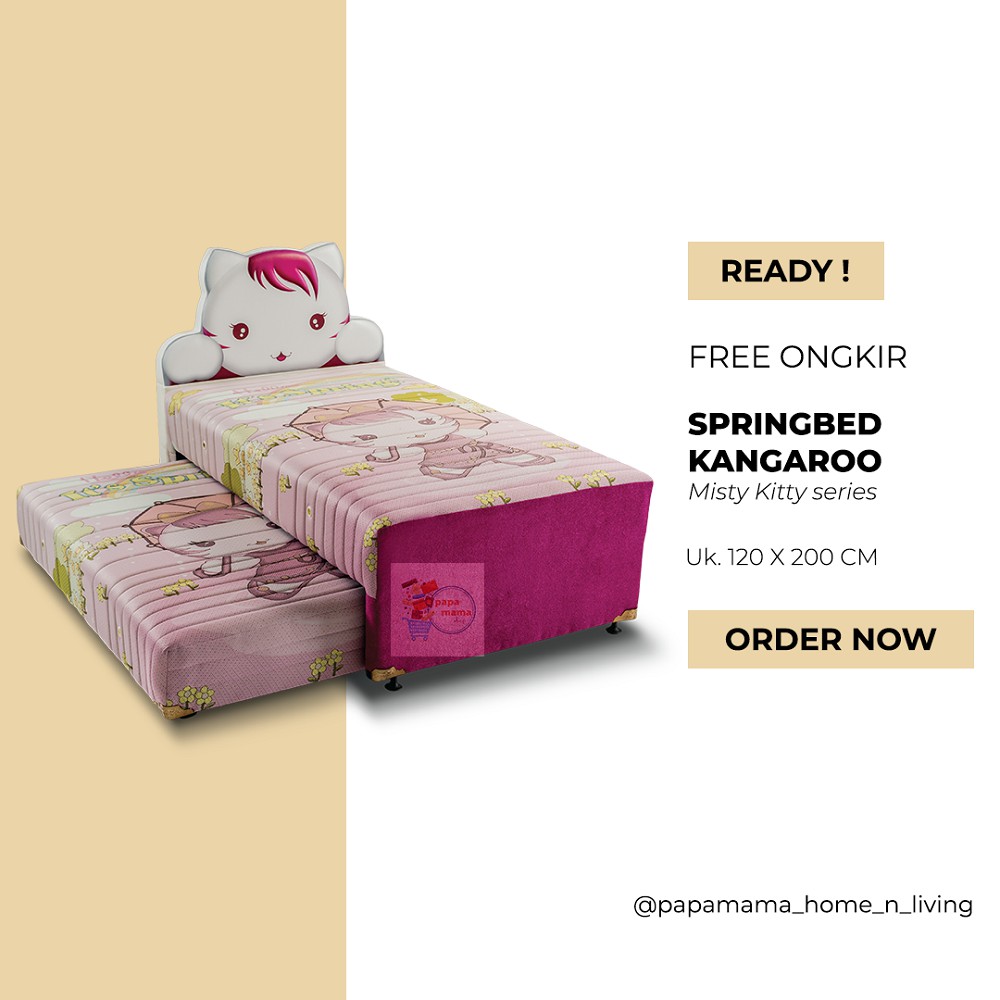Springbed anak - Kangaroo Springbed 2in1 Misty Kitty - Bed Dorong Fullset 120x200 - Medan
