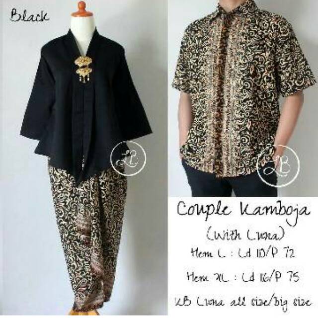 Couple Floy set Hitam Cacing kebaya baloteli couple kemeja batik seragam kebaya murah briedsmaid set