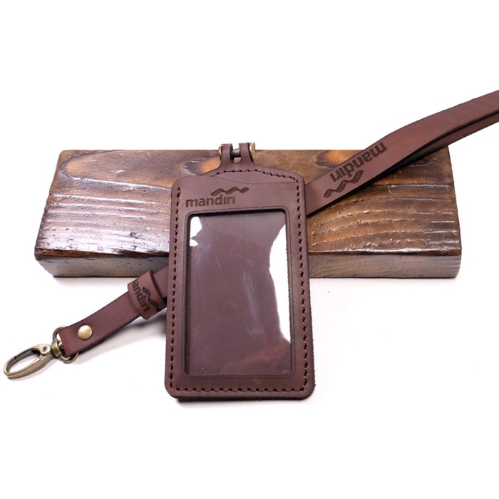 

Id Card - Id Card Kulit Sapi Asli Card Holder Name Tag Holder Lanyard Tali Brown