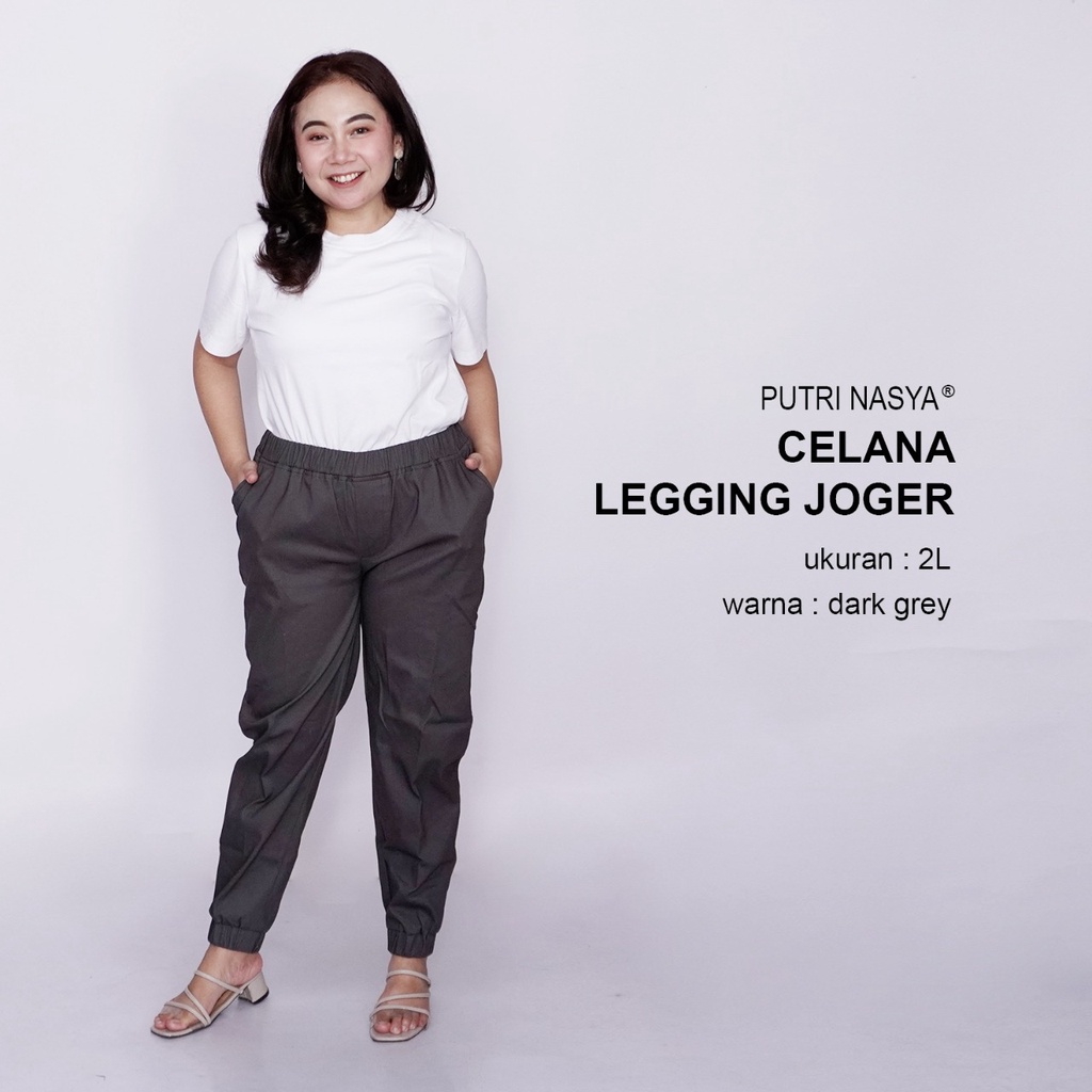 Putri Nasya - Celana Big Size Panjang Ukuran 8L,6L,5L,4L,2L,XL, all size Warna Moca Navy Army Abu Brown Dark Grey Cream Capucino Hitam
