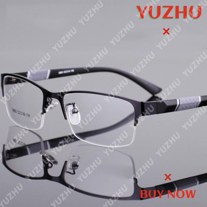 (YUZHU) Bayar di Tempat Classical Half Frame Kacamata Wanita/Pria Anti Blue Eyeglasses