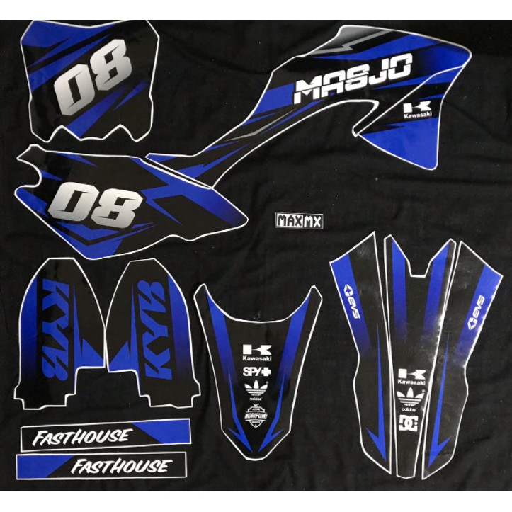 Decal Stiker klx 150 bf Dekal Variasi Stiker Striping custom Fullbody biru