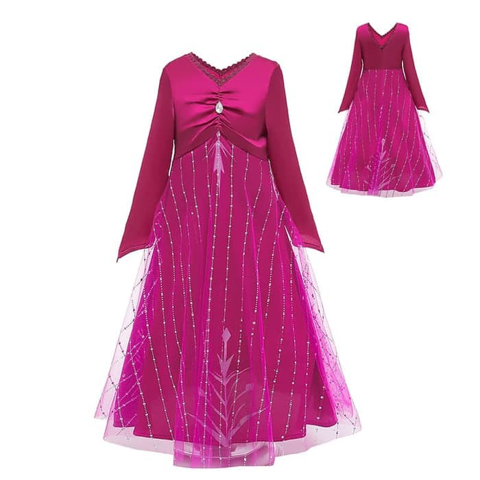 Frozen 2 costume kostum anak princess elsa dress fucshia frozen 2