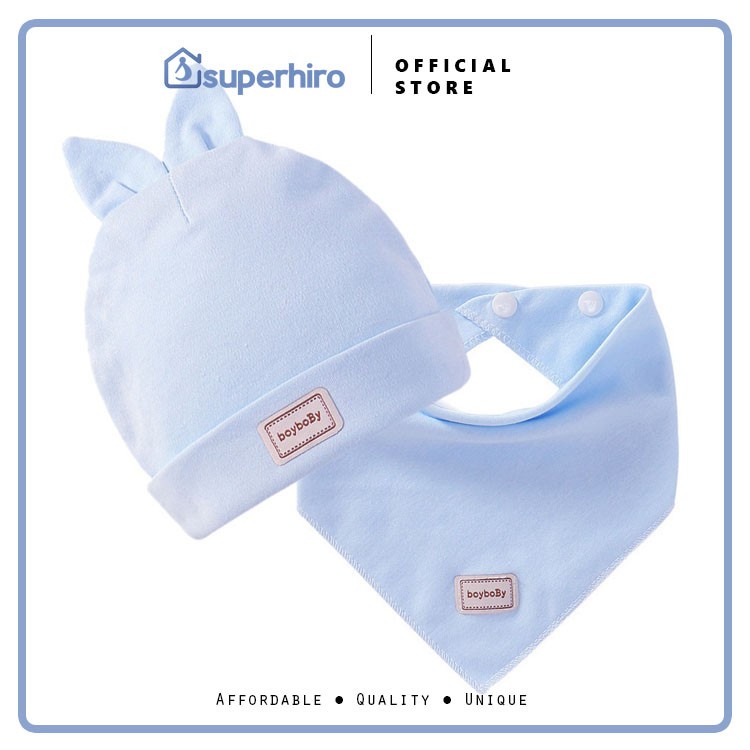 Topi+ Celemek Bayi New Born 2 IN 1 0-3 Months Cotton Newborn