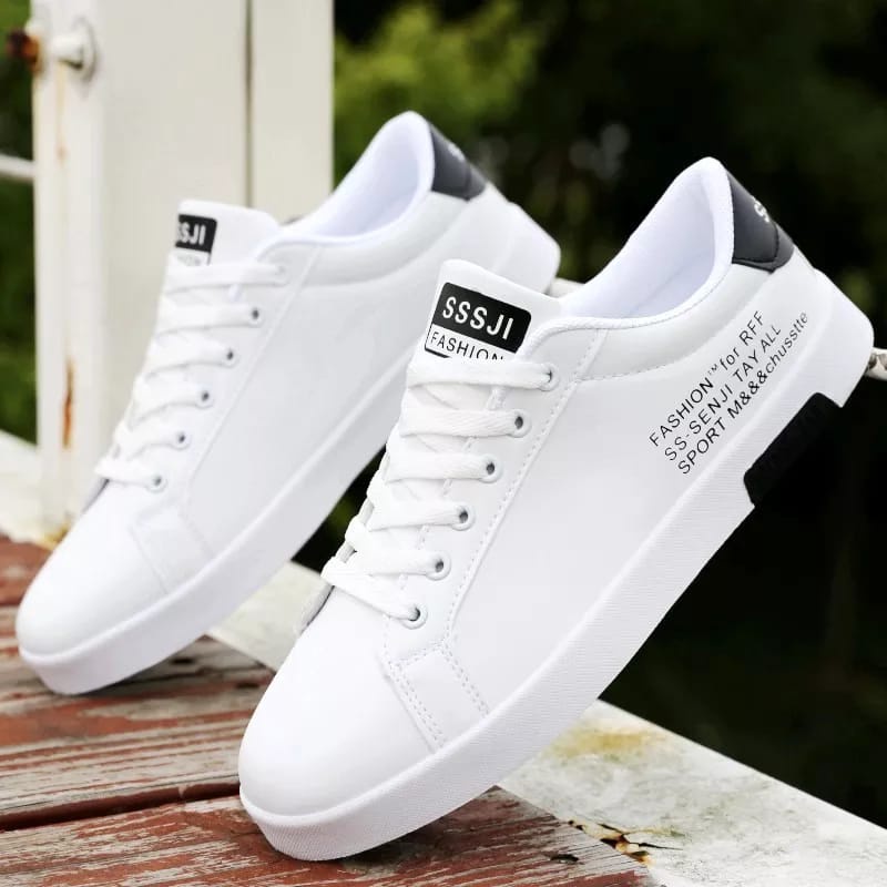 Sepatu Sneakers Pria Wanita SS-Senji Pierre Putih/Hitam Fashion Casua Sport Shoes Import Quality Vol