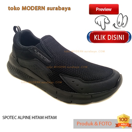 Sepatu pria sepatu sekolah casual slip on SPOTEC ALPINE HITAM HITAM