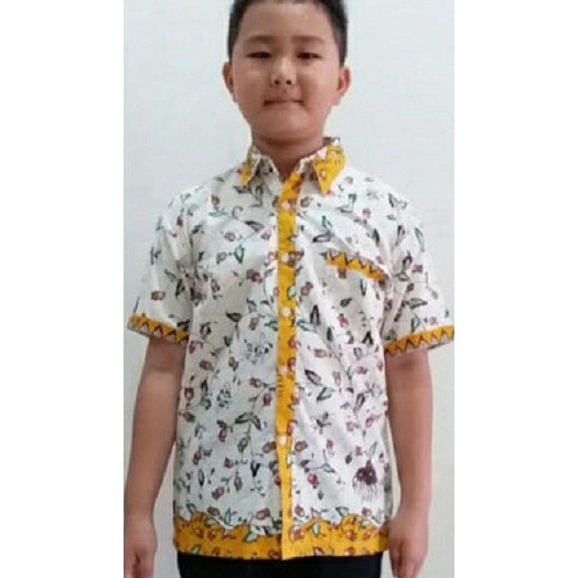 Kemeja Anak Laki Laki Seragam Sekolah Batik 2504 Kuning KB PAUD TK SD