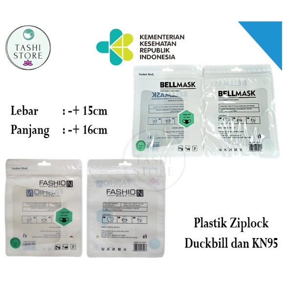 Plastik Masker OPP Ziplock Duckbill KN95 Kantong Repacking Masker - Bellmask