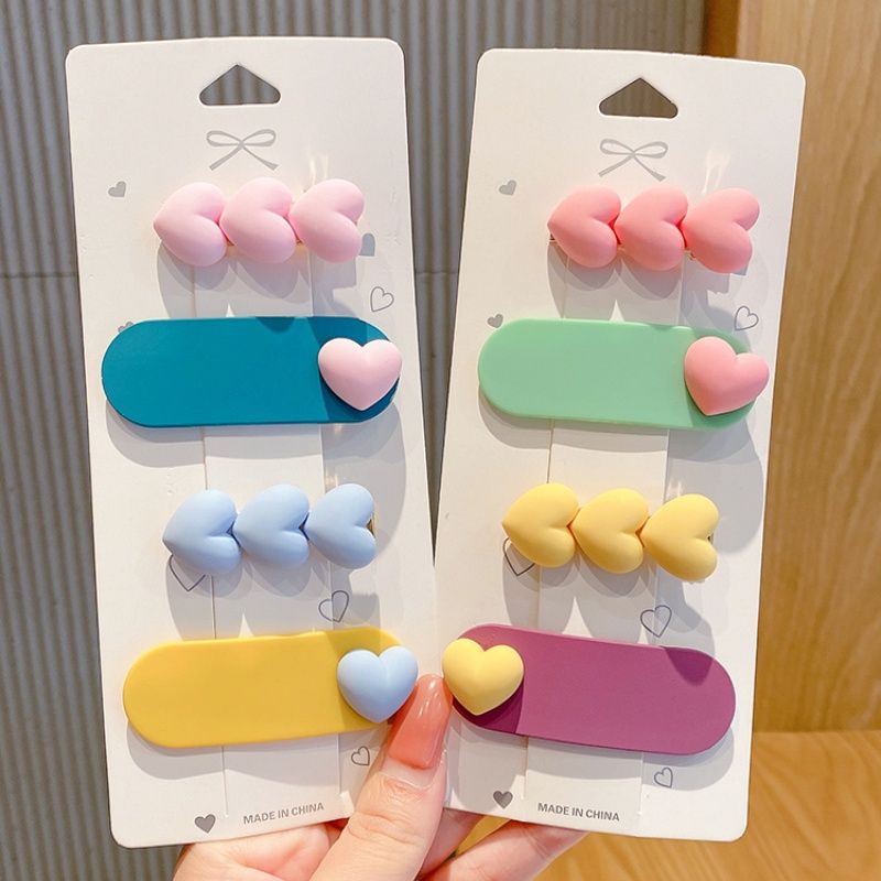 2pcs / Set - Jepit Rambut Klip Doff Love 6cm Ala korea Anak / Remaja