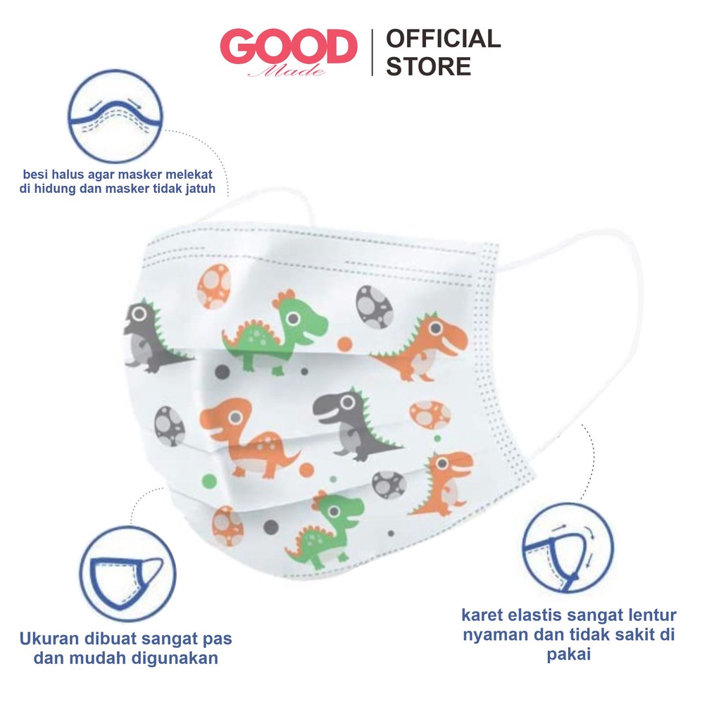 GOOD MADE - Masker Anak 3 Ply 3Ply Kids Child Mask Motif Earloop Karakter 4-14 Tahun Medical Grade COD