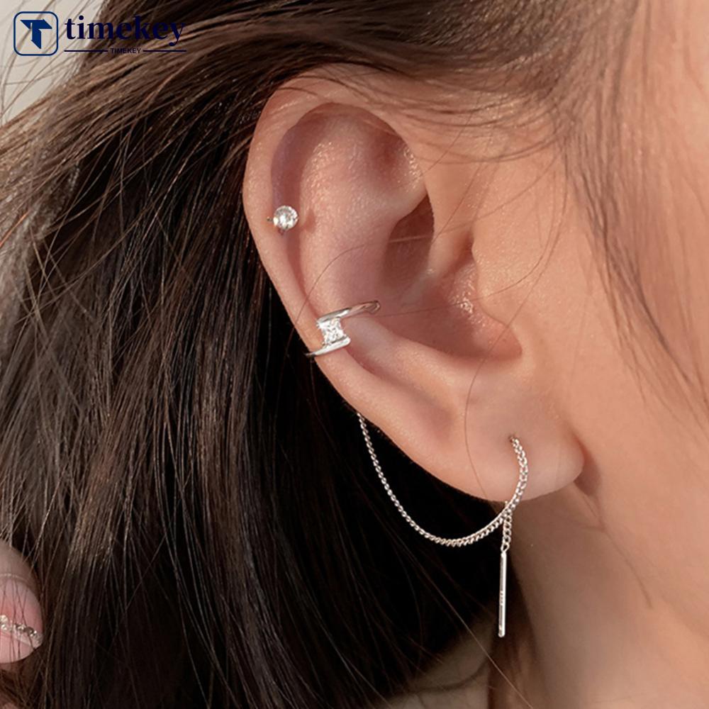 Timekey 1pc Anting Tusuk Rantai Gantung Desain Petir Gaya Simplepopuler Untuk Wanita A2K6