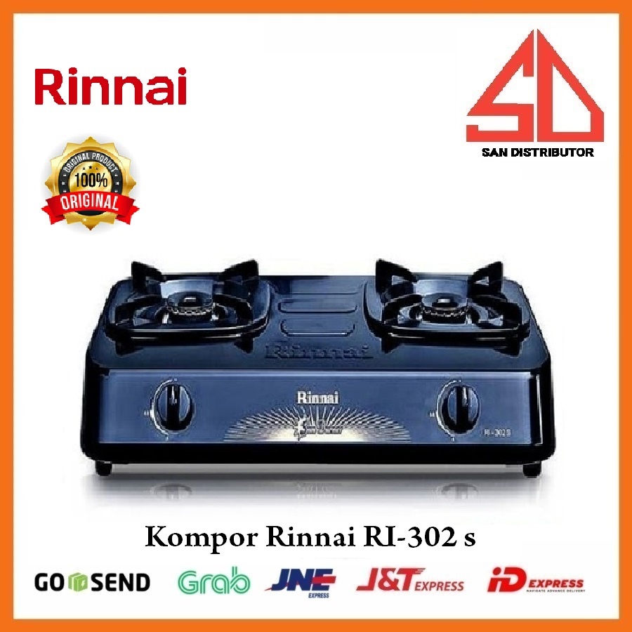 Kompor Gas Rinnai 2 tungku RI-302S 302 S Sun Burner Gas Stove SNI Original BERGARANSI