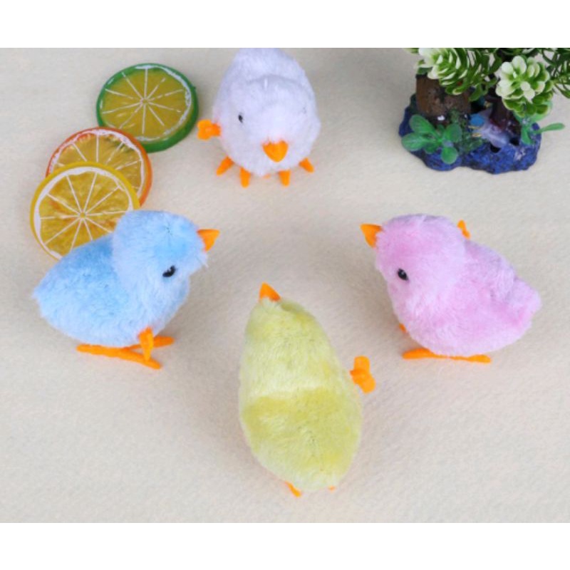 Boneka Plush Model anak Ayam Warna Acak / boneka putar anak ayam