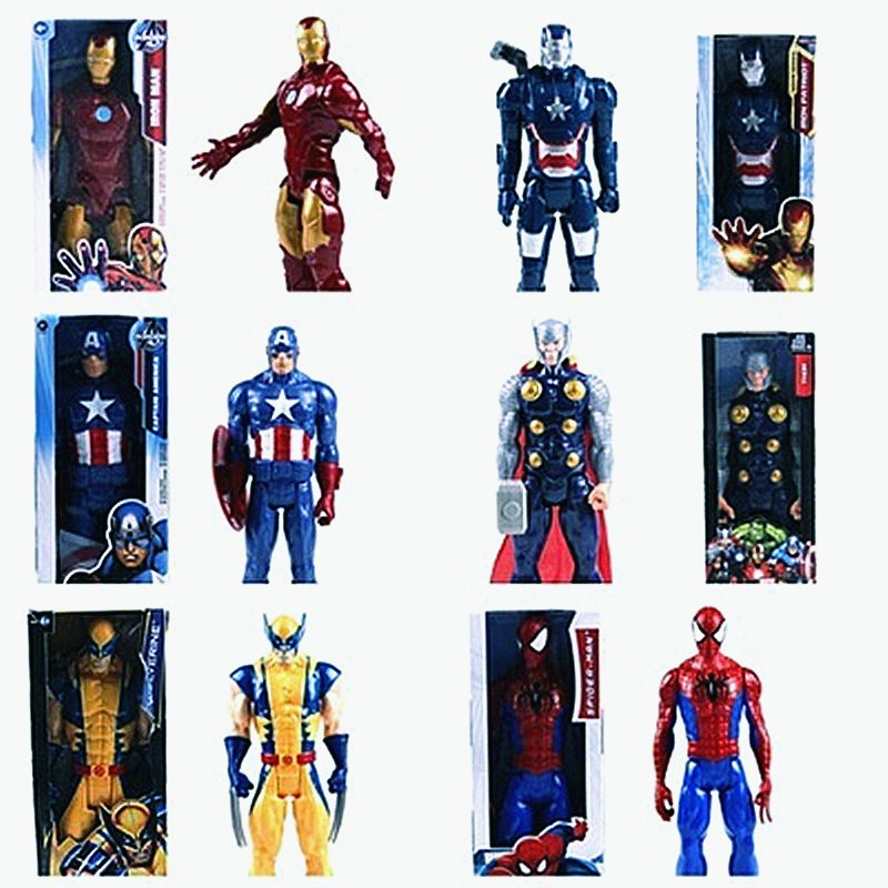 Mainan Action Figure Marvel Avengers Iron Man Hulk Black Panther Wolverine Bahan PVC Ukuran 12 30cm Dengan Kotak