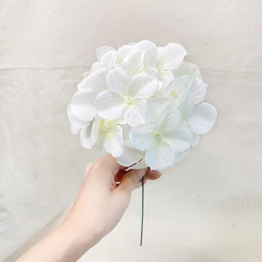 Bunga Hortensia X1 (satuan)●35cm●Bunga Artificial / Bunga Plastik / Bunga Dekorasi / Pernikahan-putih