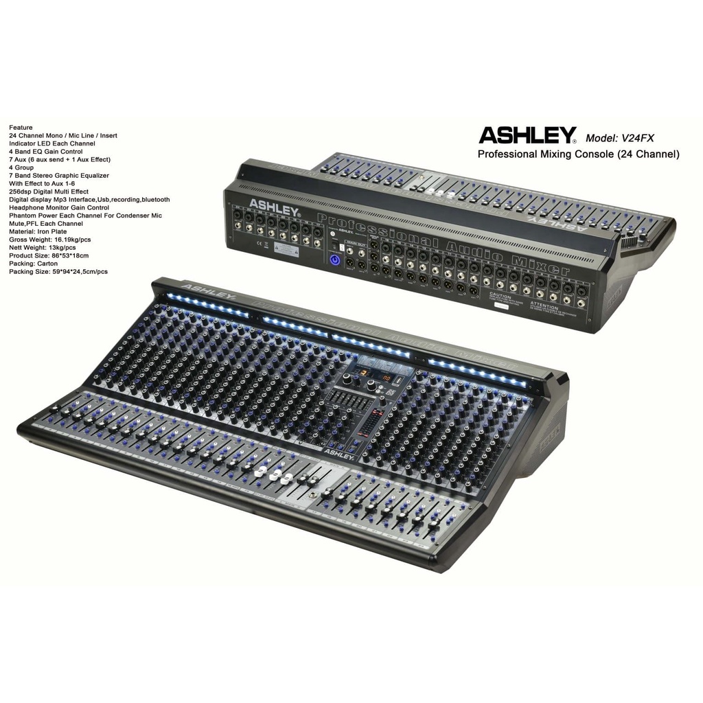 mixer ashley v24fx v24 fx v 24fx 24 channel original