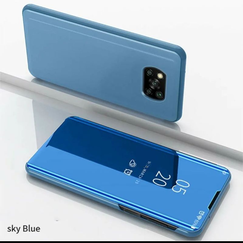 Flip Mirror POCO X3 NFC  New Flip Cover Standing Kaca Mirror Flip Case