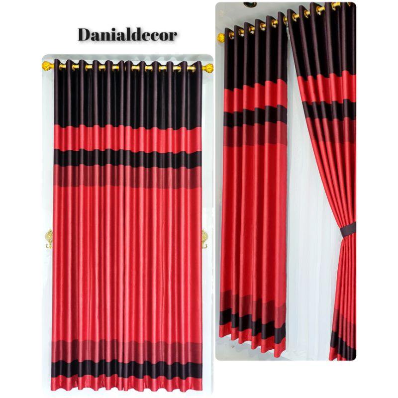 Gorden Jendela Pintu Minimalis Salur Dasar Kain Blackout Embos Import 100% Super Tebal Mewah Anti Tembus Sinar Cahaya Model Ring 12 Semokring Polos