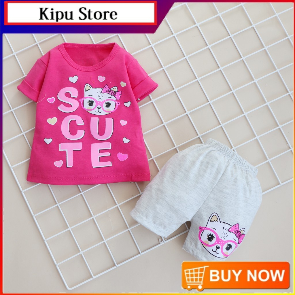 FILCO Motif So Cute / Setelan Baju Celana Anak Perempuan cewek usia 3 bulan - 2 tahun