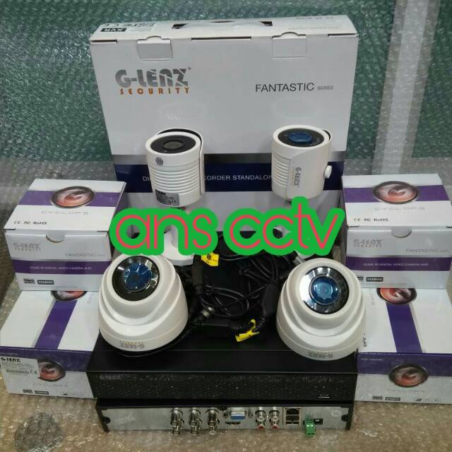 Paket cctv 4chanel 5megapixel 2560p g-lenz komplit hdd 500gb