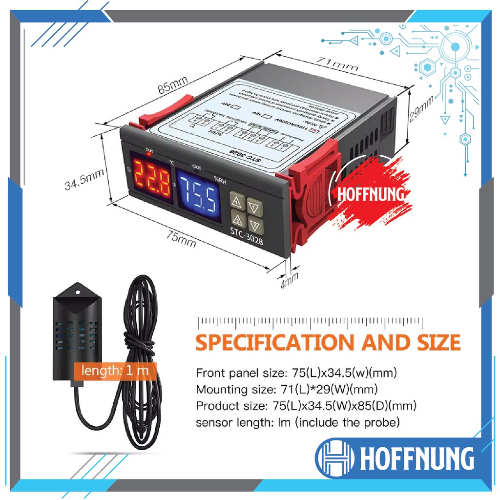 STC-3028 Thermostat Hygrostat Termperature Humidity Controller Tetas - 220 Volt AC