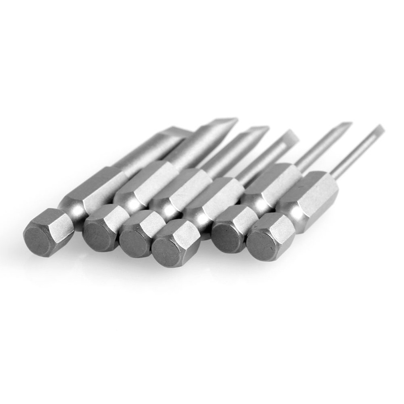 Gro 6Pcs / Set 50mm 2.0-6.0mm Flat for Head Slotted Tip Screwdrivers Bits