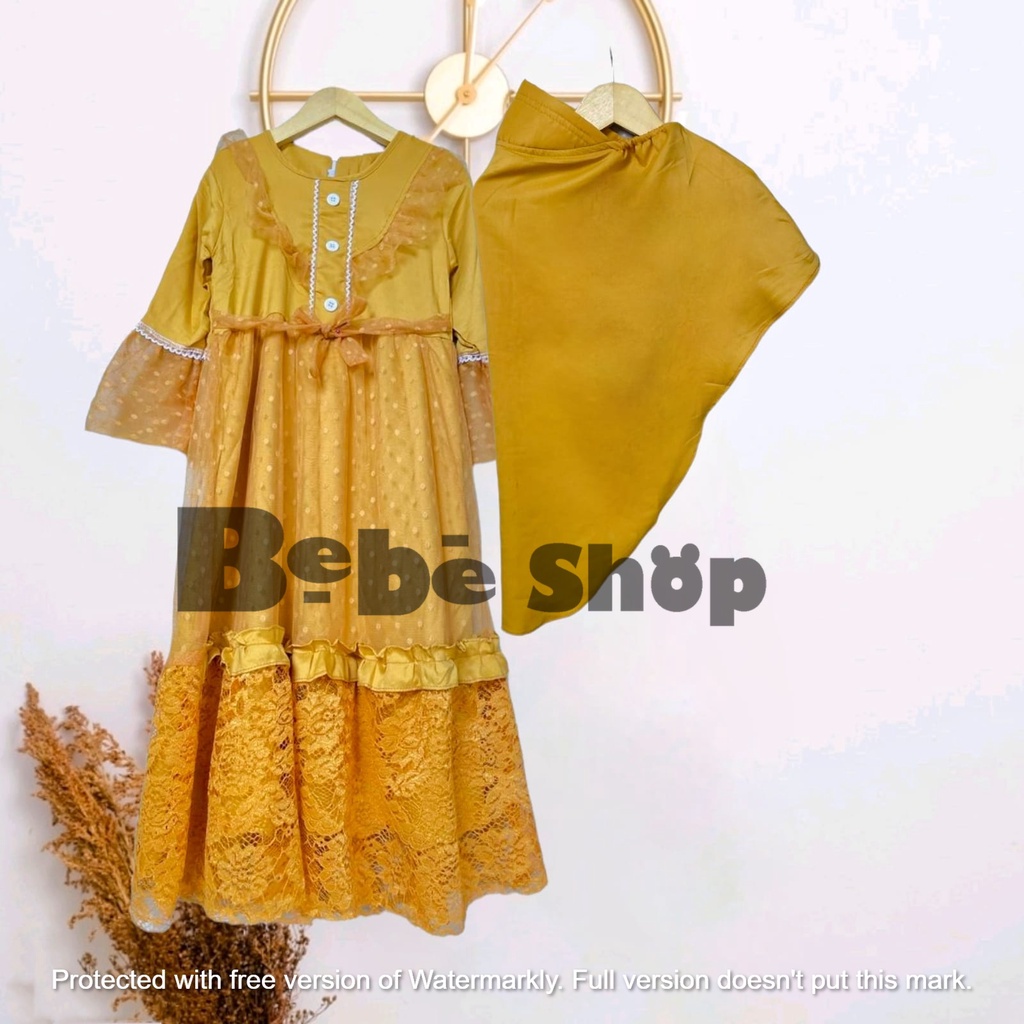 Gamis anak murah  terbaru  untuk lebaran usia 2 sampai  8  tahun bahan  Tile