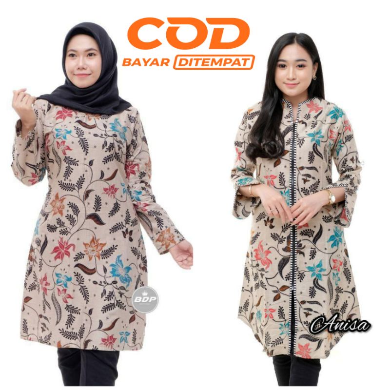 BISA COD TUNIK BATIK JUMBO LD 120 STANDAR LD 104 | ATASAN WANITA TUNIK | TUNIK BATIK TERBARU