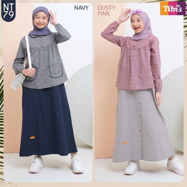 [ SALE ] TERBARU NIBRAS NBRS TEEN NT 079  GAMIS REMAJA INNER PLUS OUTER  DUSTY PINK NAVY /GAMIS REMA