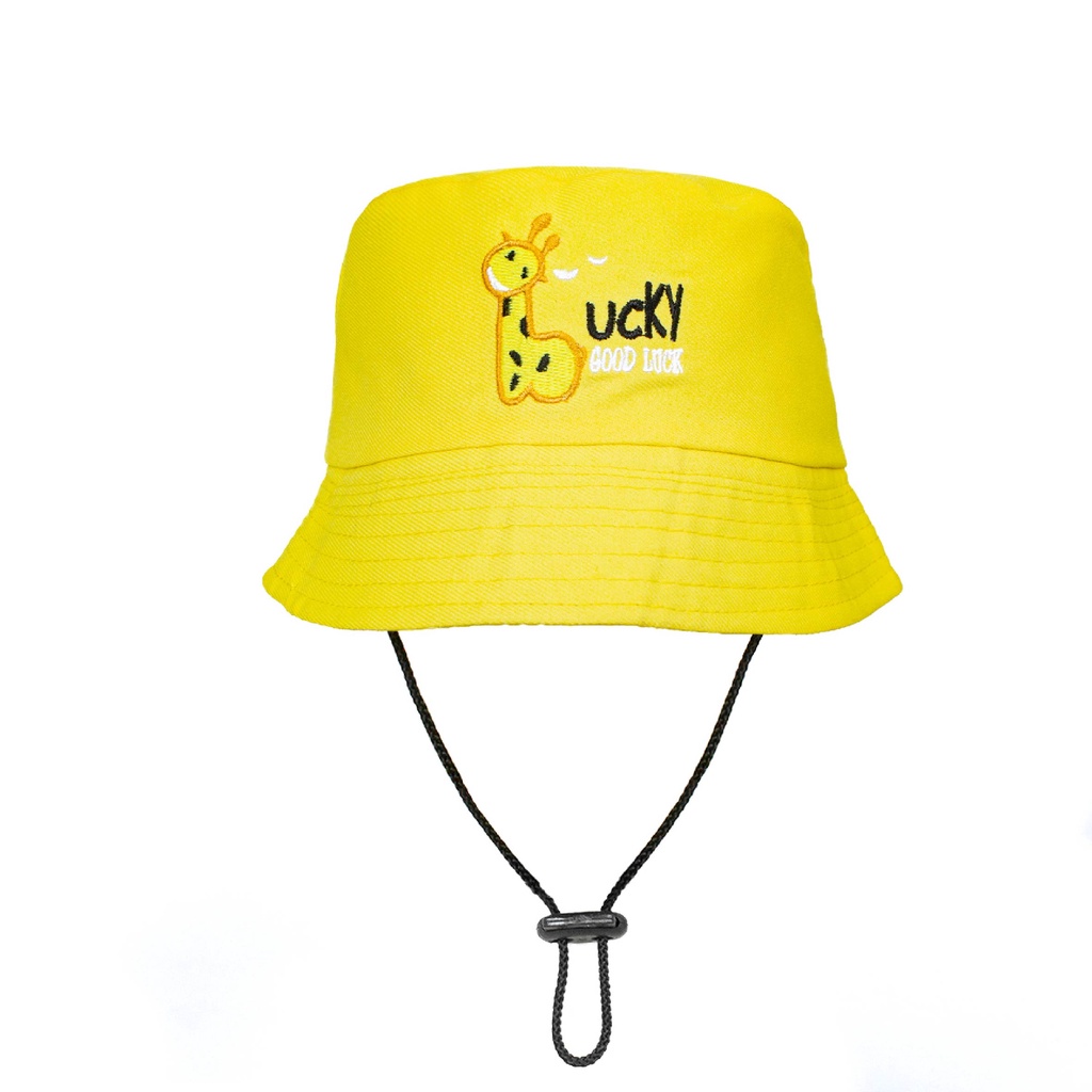 TOPI BUCKET ANAK TOPI BUCKET  GOOD LUCKY ANAK TOPI BUCKET TALI MURAH TOPI BAKET ANAK BAYI TOPI BUCKET BAYI-KUNING