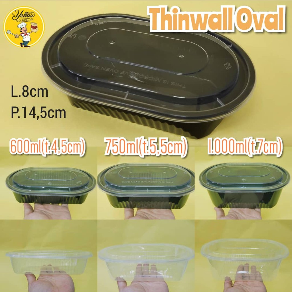 THINWALL OVAL 3 UKURAN (25 PCS)  | TEMPAT MAKANAN PLASTIK | PACKAGING