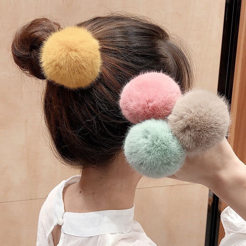 [COD] Ikat Rambut Bulu Pom Pom Karet Rambut Bulu Lucu Cute Import Ikat Rambut Wanita Ikat Rambut Bulu Bola