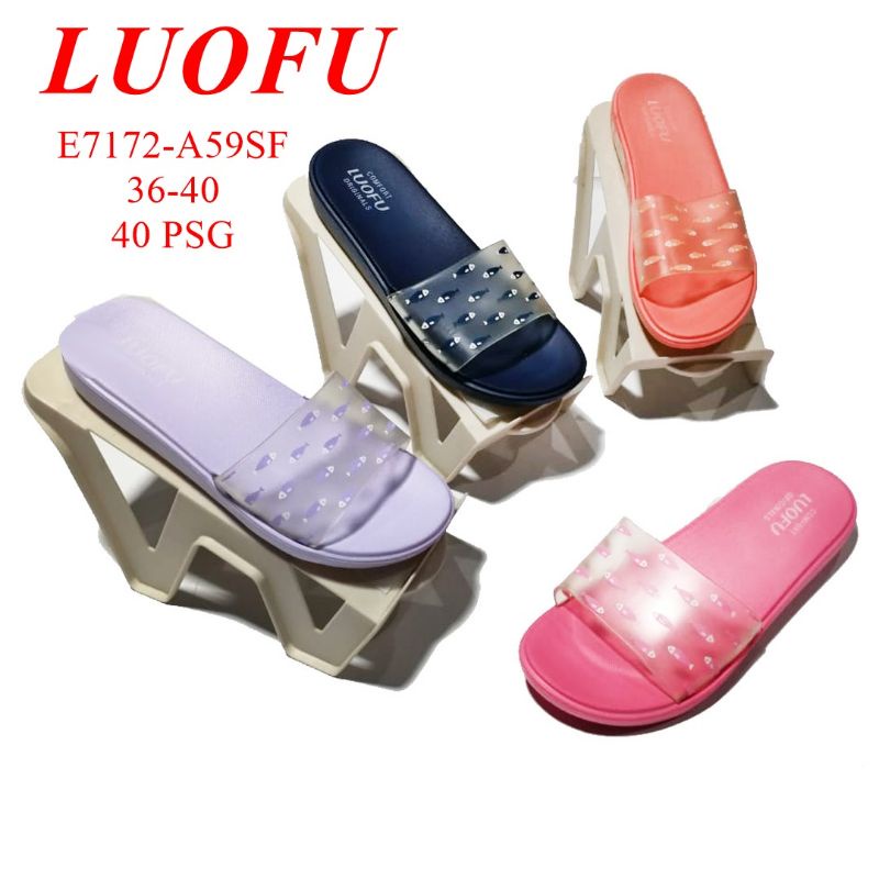 Sandal selop karet wanita Sandal jelly Slop transparan nyaman sendal wanita Luofu empuk