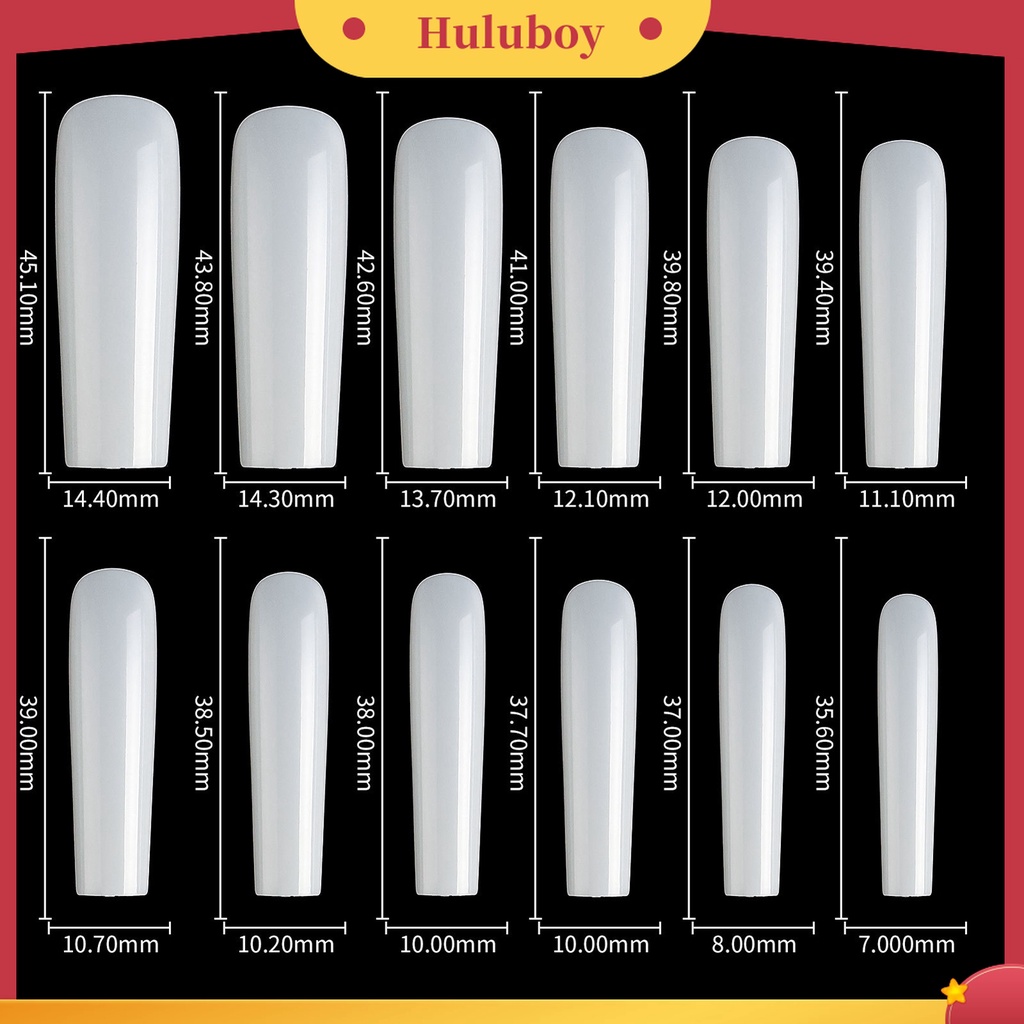 Huluboy Huluboy♡ 500pcs Kuku Palsu Extension Panjang Full Cover Tipe Kepala Kotak Untuk Makeup Manicure DIY