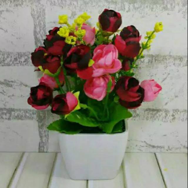 PB35 Bunga Mawar / Bunga Mawar Plastik / Pot / Bunga Plastik / Bunga Hias / Bunga Artificial / Bunga