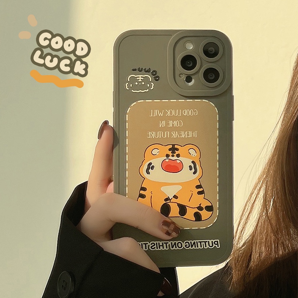 IPHONE Kartun Lucu Harimau Beruntung Penuh Pelindung Lembut Silikon Ponsel Case Cover Untuk Iphone7 8 PLUS X XR XS 11 12 13 14 MINI PRO MAX SE 2020