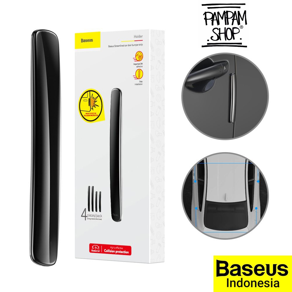 BASEUS ORIGINAL Streamlined Car Door Bumper Strip Protector Pelindung Samping Pintu Mobil Anti Baret