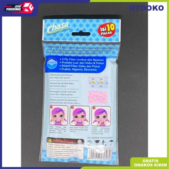 Masker Anak 3 ply 3ply earloop karakter child Kids face mask isi 10