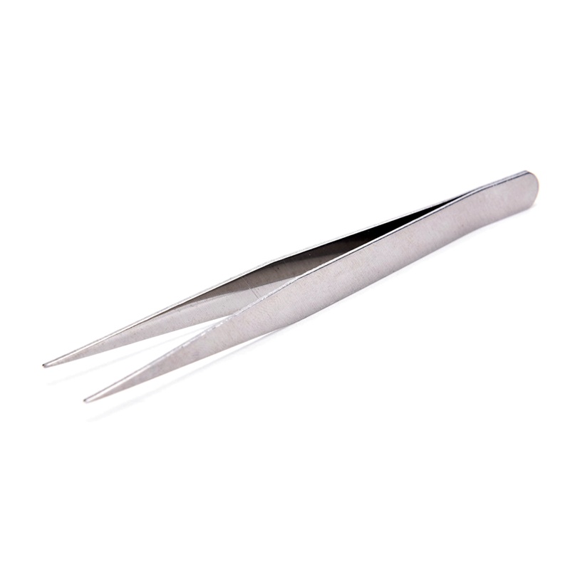 &lt; E2id &amp; &gt; 2pcs Pinset Lurus / Bengkok Bahan Stainless Steel