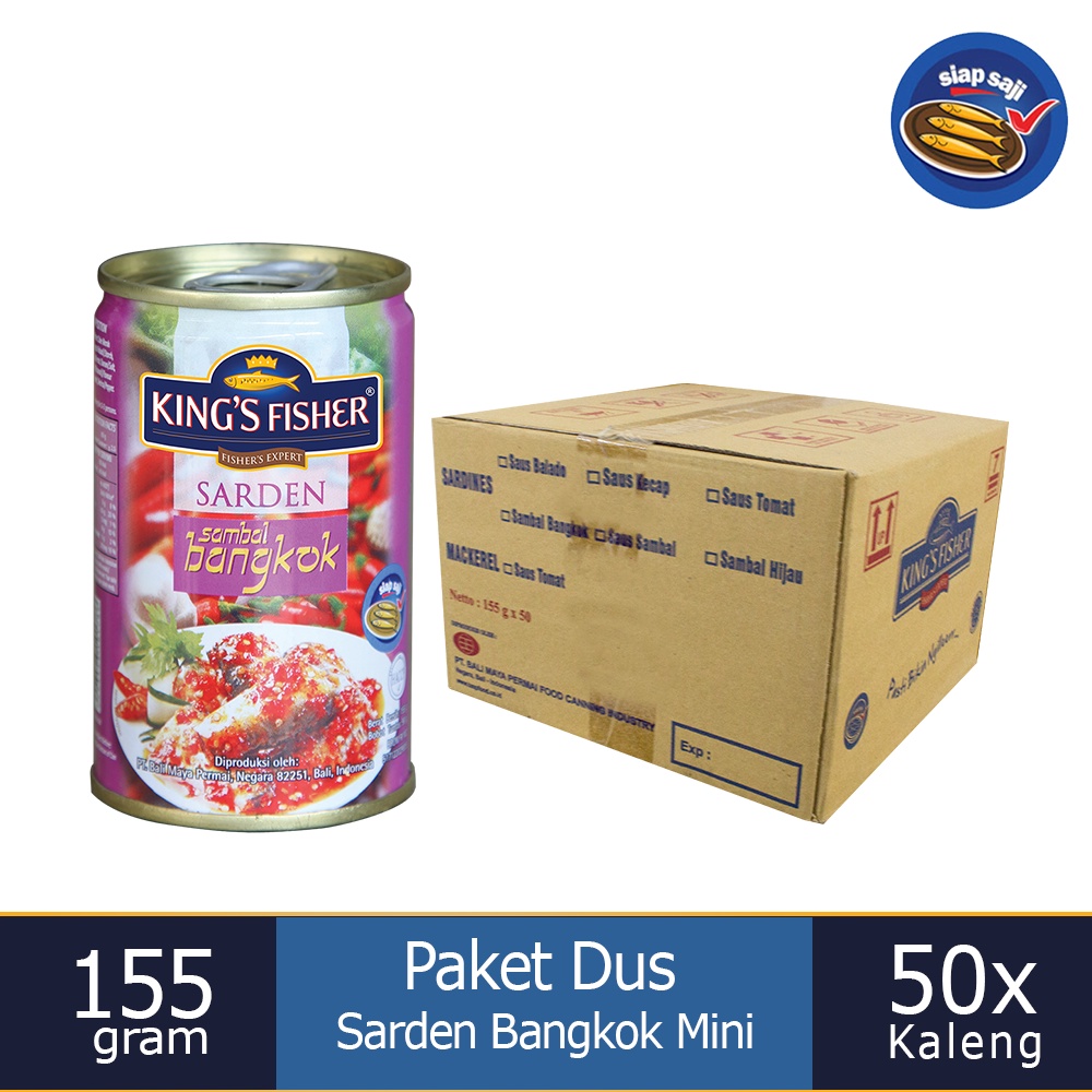 

KtmStore Paket 1 dus 50pc King's Fisher Sarden saus bangkok 155g makanan kaleng