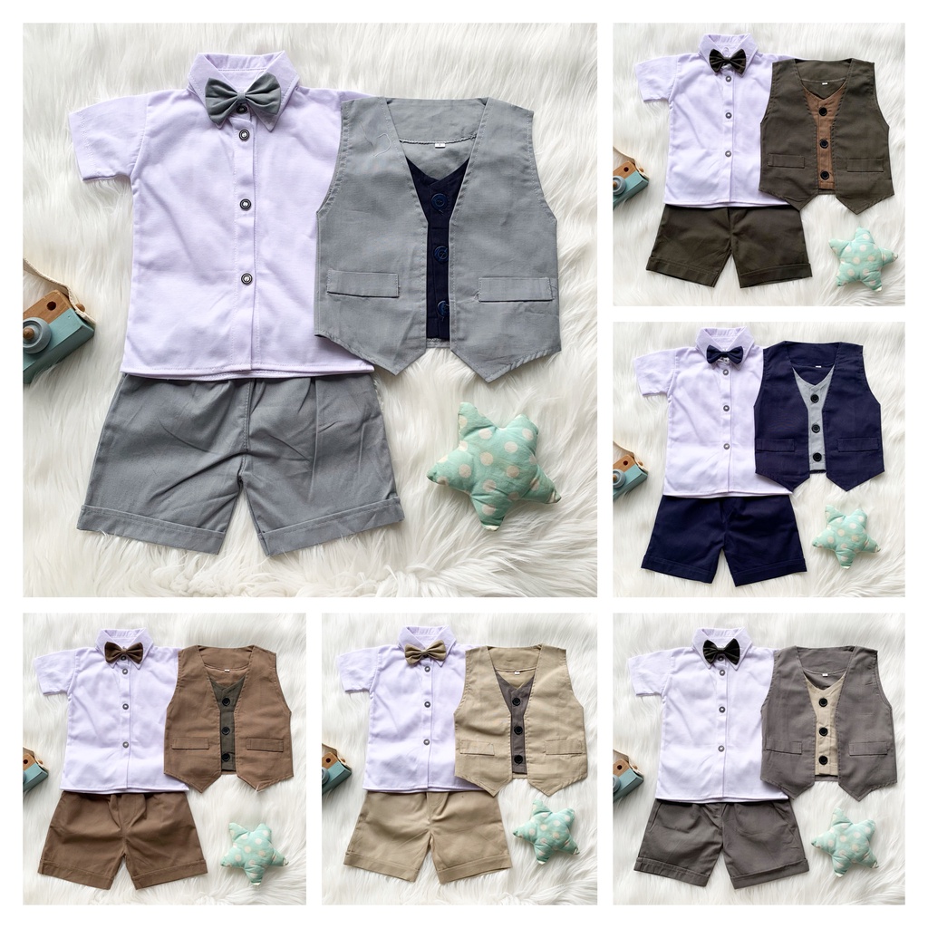 tuxedo anak laki laki  set tuxedo bayi baju jas formal kondangan anak celana panjang JOHN celana pendek jas bayi jaket vest tuxedo