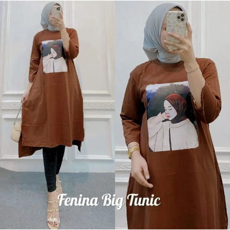 FENINA MIDI/gamis midi fashion muslimah terlaris bahan combed 24s aplikasi sablon