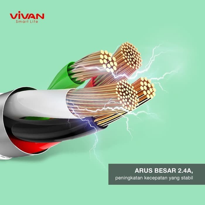 Kabel Data Vivan MM30 Micro Data Cable 2.4A 30cm (1 Box isi 10) - Garansi Resmi 1 Tahun