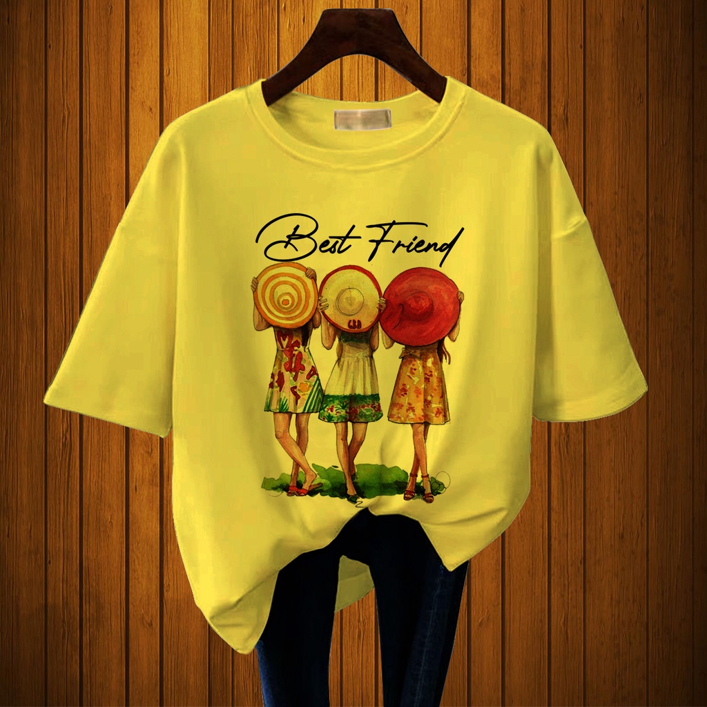 CALVIERO SHOP - BAJU KAOS WANITA DEWASA PRINT CASUAL BEST FRIEND