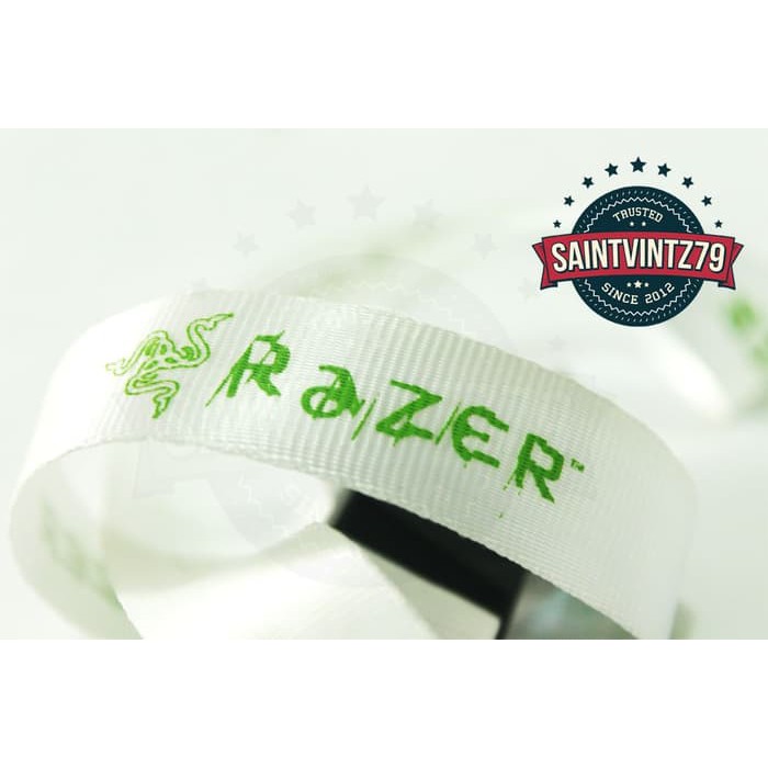 Tali Gantungan ID Card Lanyard RAZER Gaming PUTIH FREE STICKER