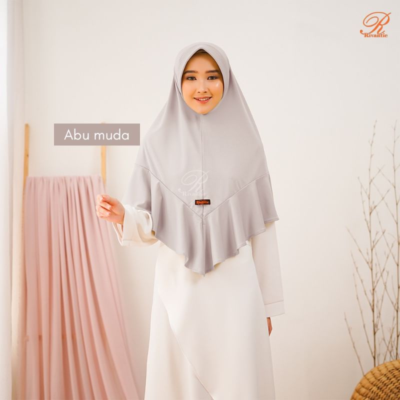 PROMO Kerudung Rivantie claudia M / kerudung instan / Jersey creb-ABU MUDA