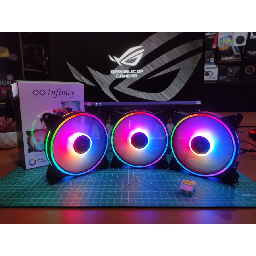 Fan Casing RGB Infinity Slim Ring Auto Rgb (Colokan Molex) / Fan Casing 12cm Led Nyala RGB Bergerak Automatic