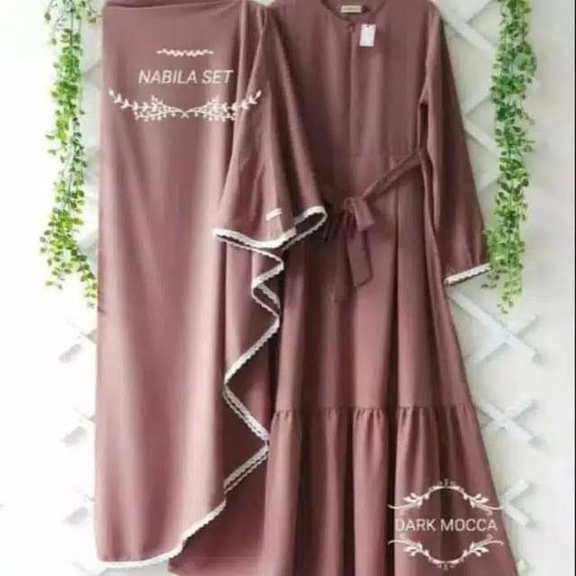 Gamis NABILA SET SYARI size S,M,L,XL gamis jumbo gamis terlaris baju muslim baju cantik perempuan