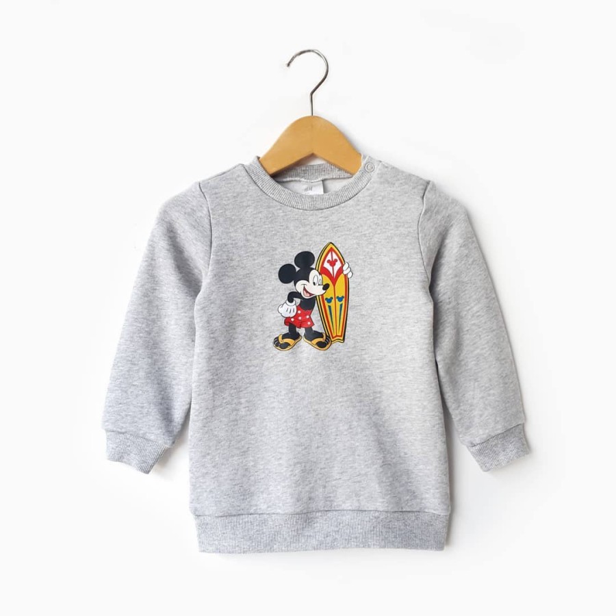 Sweatshirt Anak Bayi Laki Laki Mickey Mouse Grey Haem Sweater Baby H&M