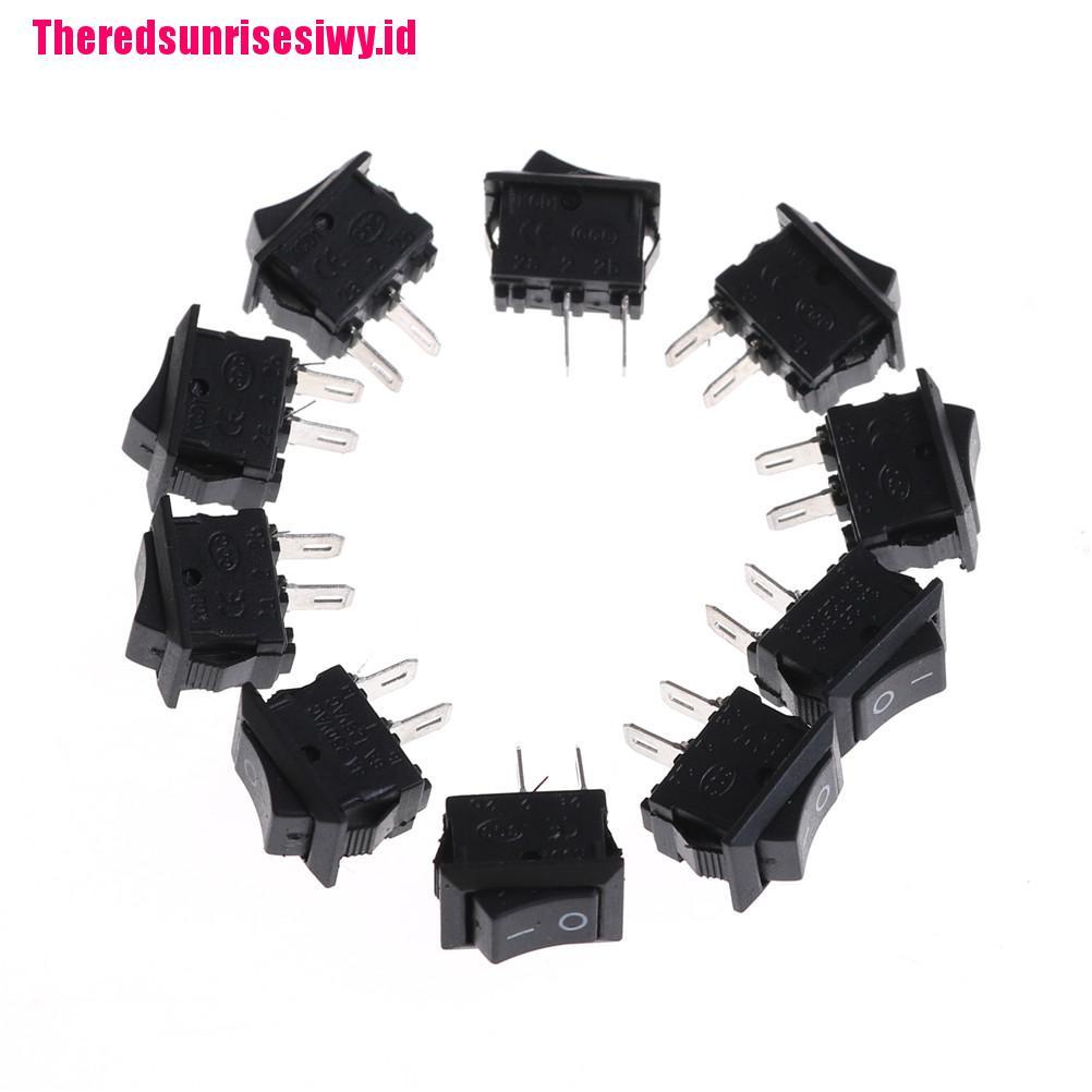 【Theredsunrisesiwy.id】10Pcs 10*15MM Small Black Rocker Switch KCD1-11 250VAC/3A 6A 125V AC 2P Switches